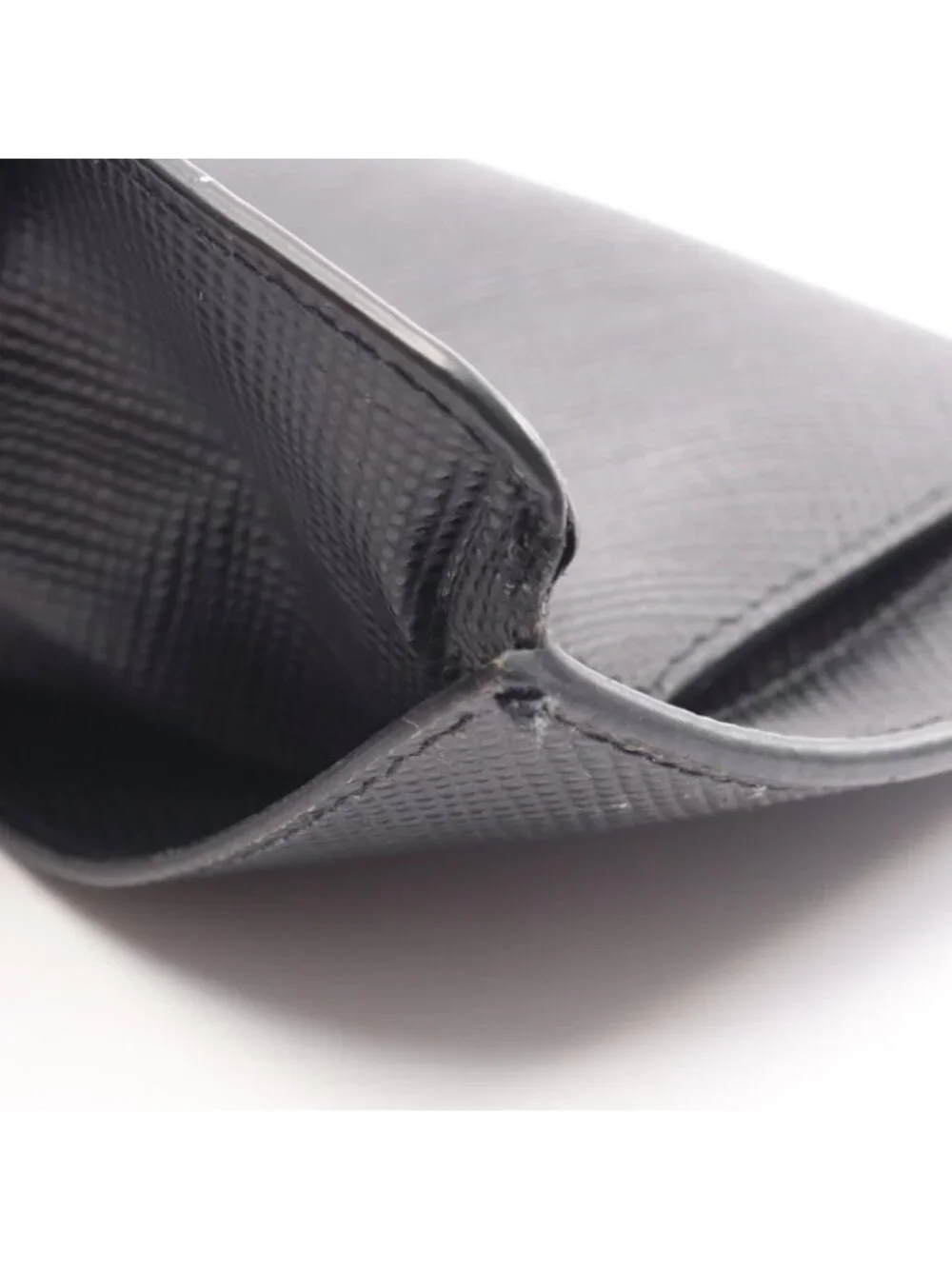 Prada Bifold Wallet Saffiano Cuir Envelope Black Leather
